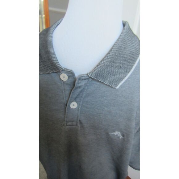 TOMMY BAHAMA GRAY SHORT SLEEVE SUPIMA COTTON BLEND POLO SIZE LARGE - Picture 2 of 4